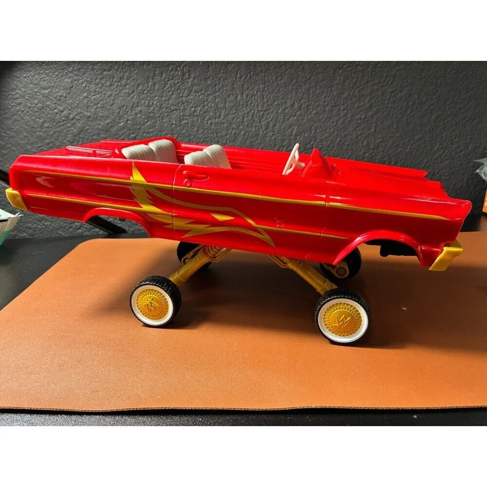 WWE Wrestling Action Figure Car Red Gold Flame Convertible Low Rider Toy
